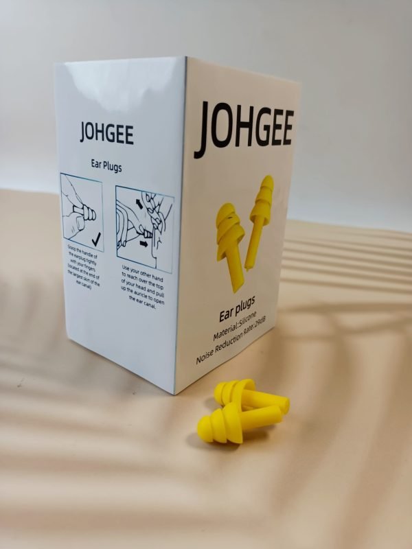 johgee Yellow Silicone Ear Plugs – 29dB NRR, Reusable Noise Cancelling & Soundproof Ear Protection - Image 3