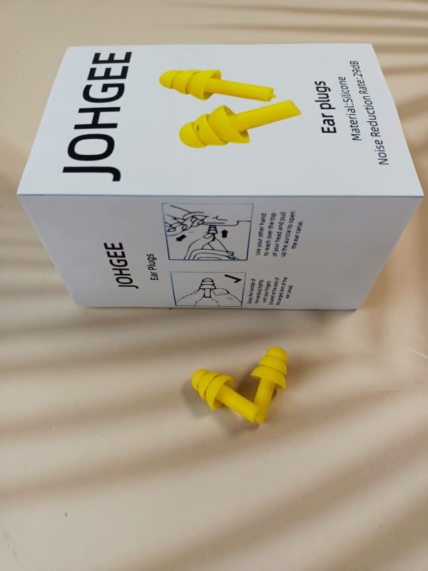 johgee Yellow Silicone Ear Plugs – 29dB NRR, Reusable Noise Cancelling & Soundproof Ear Protection - Image 4