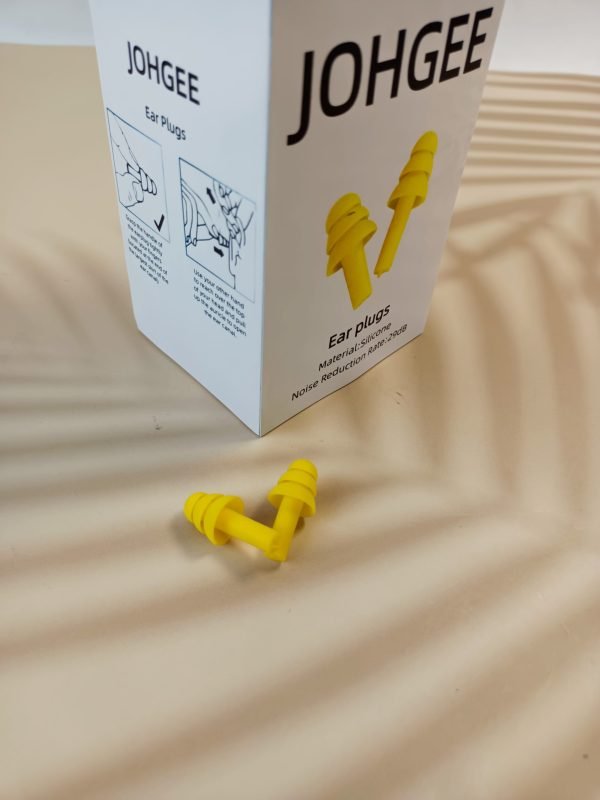 johgee Yellow Silicone Ear Plugs – 29dB NRR, Reusable Noise Cancelling & Soundproof Ear Protection - Image 5